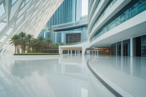 Modern building interior in Dubai showcasing efficient and transparent facility management operations.