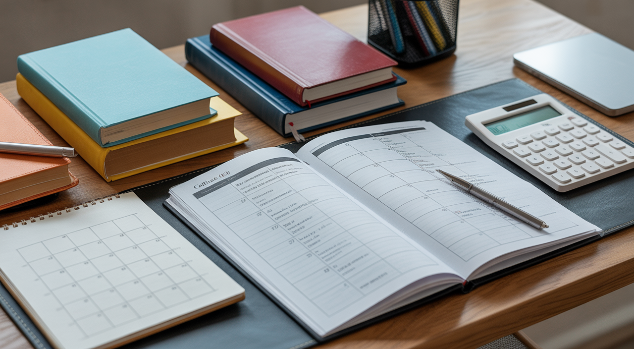 Parents reviewing a college planning checklist with their high school student at home