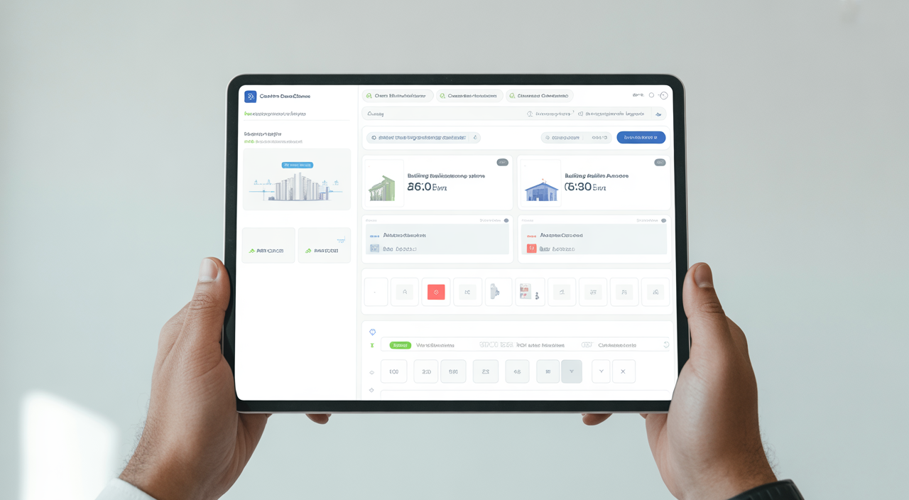 building regulations compliance software dashboard showing construction project checks