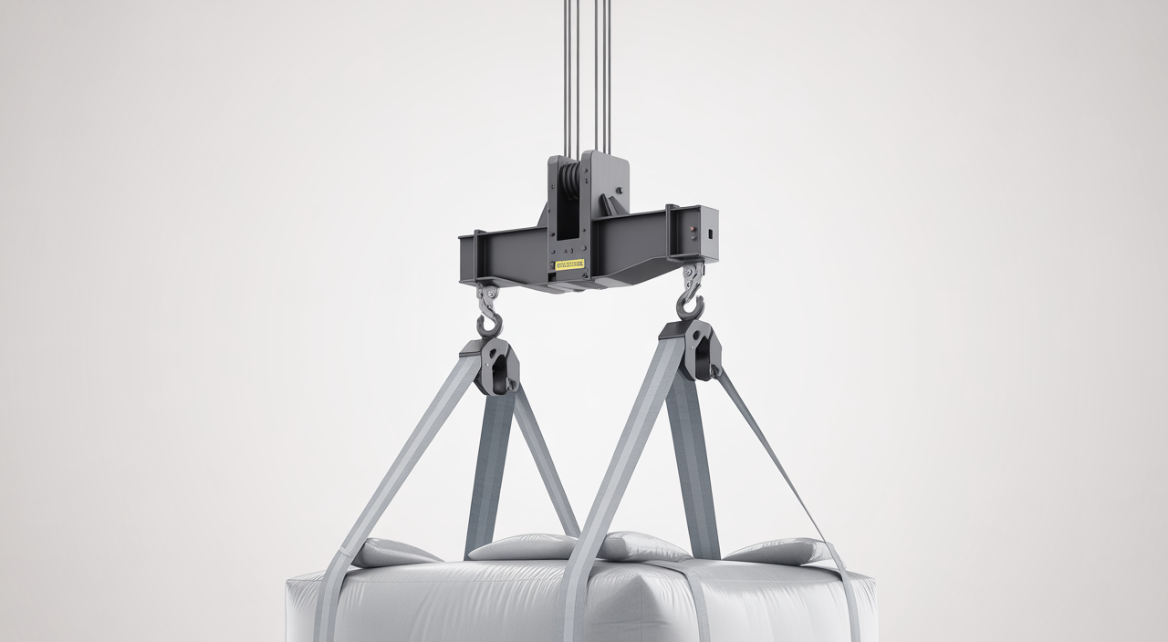 Bulk bag column lift handling FIBC bags in an industrial plant