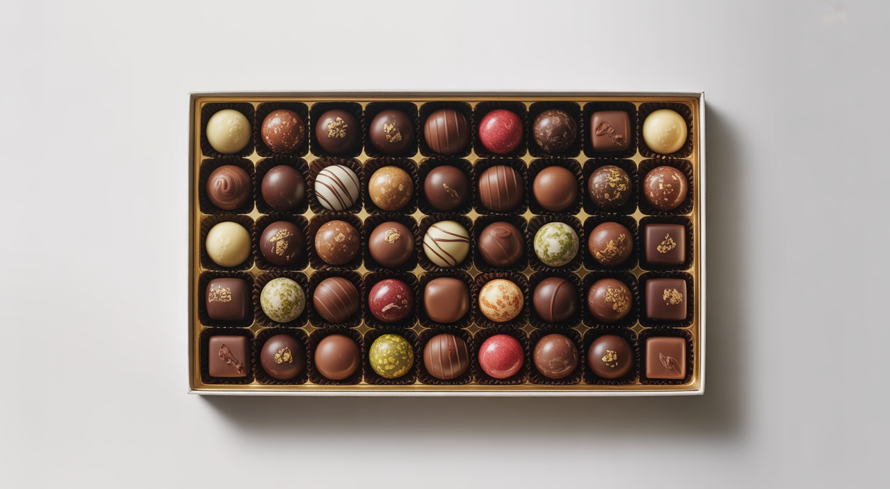 Assorted premium corporate chocolate gift box with custom branding